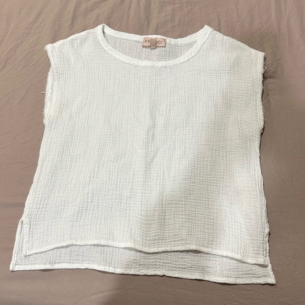 philosophy white gauze top